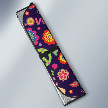 Flower Power Peace Design Print Car Sun Shade For Windshield