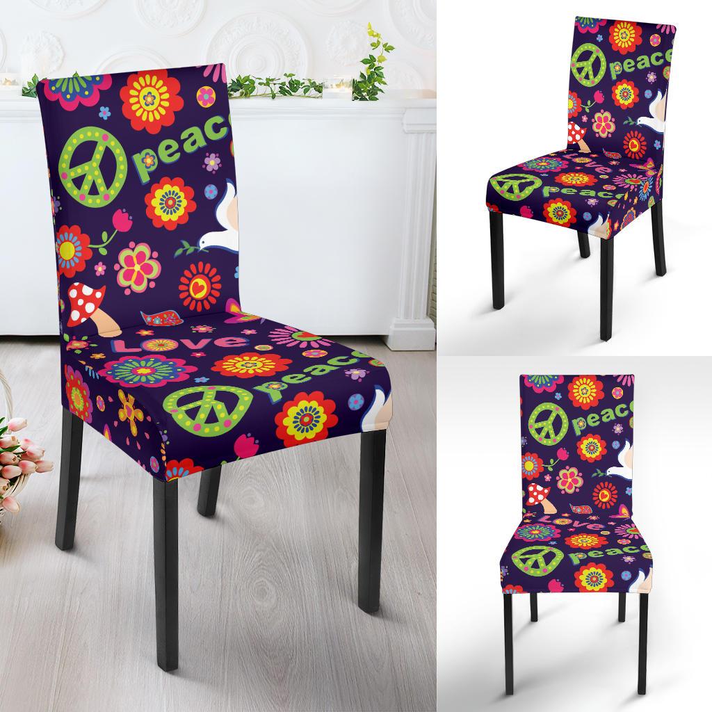 Flower Power Peace Design Print Dinning Chair Slipper-JTAMIGO.COM