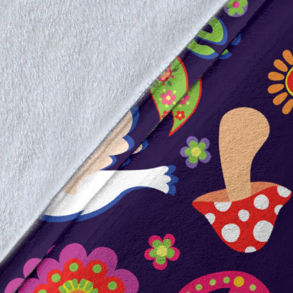 Flower Power Peace Design Print Fleece Blanket