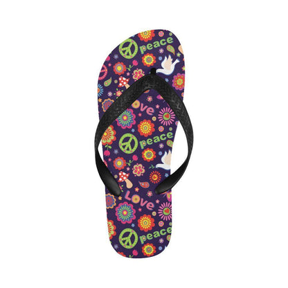 Flower Power Peace Design Print Flip Flops-JTAMIGO.COM