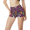 Flower Power Peace Design Print High Waisted Spandex Shorts-JTAMIGO.COM