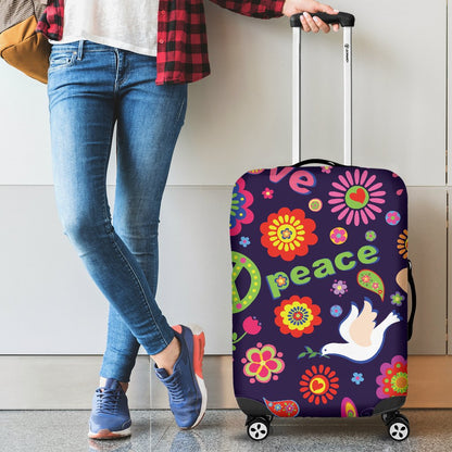 Flower Power Peace Design Print Luggage Cover Protector