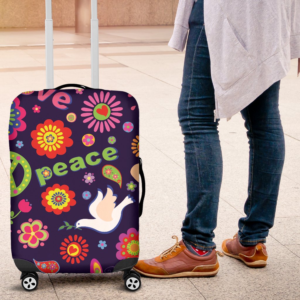 Flower Power Peace Design Print Luggage Cover Protector