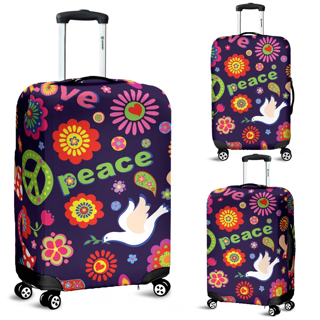Flower Power Peace Design Print Luggage Cover Protector