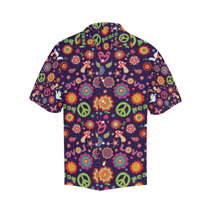 Flower Power Peace Design Print Men Aloha Hawaiian Shirt