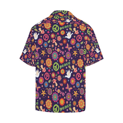 Flower Power Peace Design Print Men Aloha Hawaiian Shirt