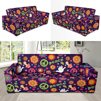 Flower Power Peace Design Print Sofa Slipcover-JTAMIGO.COM