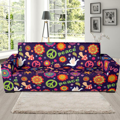 Flower Power Peace Design Print Sofa Slipcover-JTAMIGO.COM