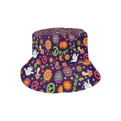 Flower Power Peace Design Print Unisex Bucket Hat