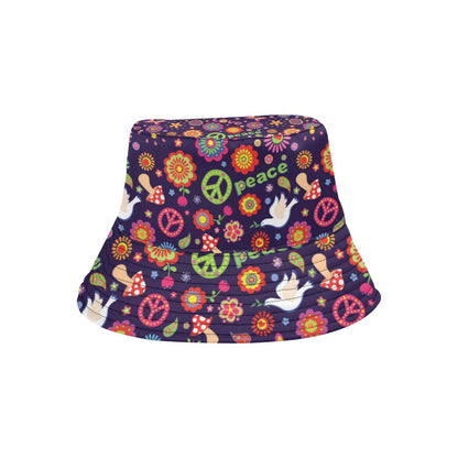 Flower Power Peace Design Print Unisex Bucket Hat