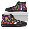 Flower Power Peace Design Print Women High Top Shoes