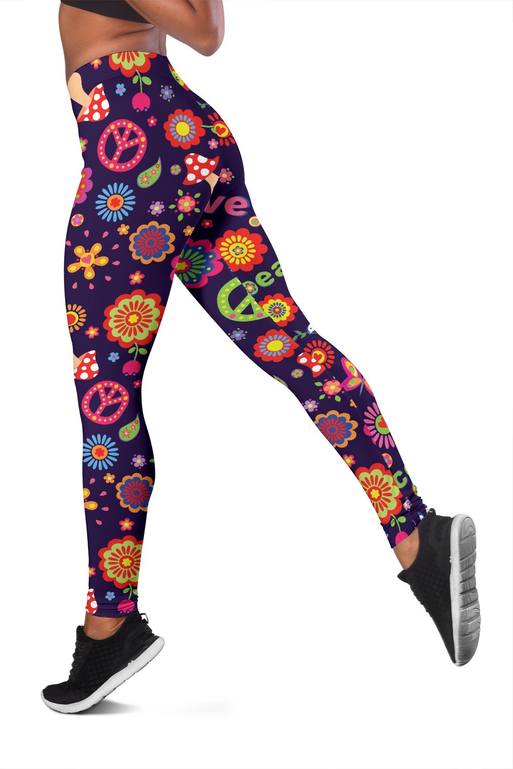 Flower Power Peace Design Print Women Leggings