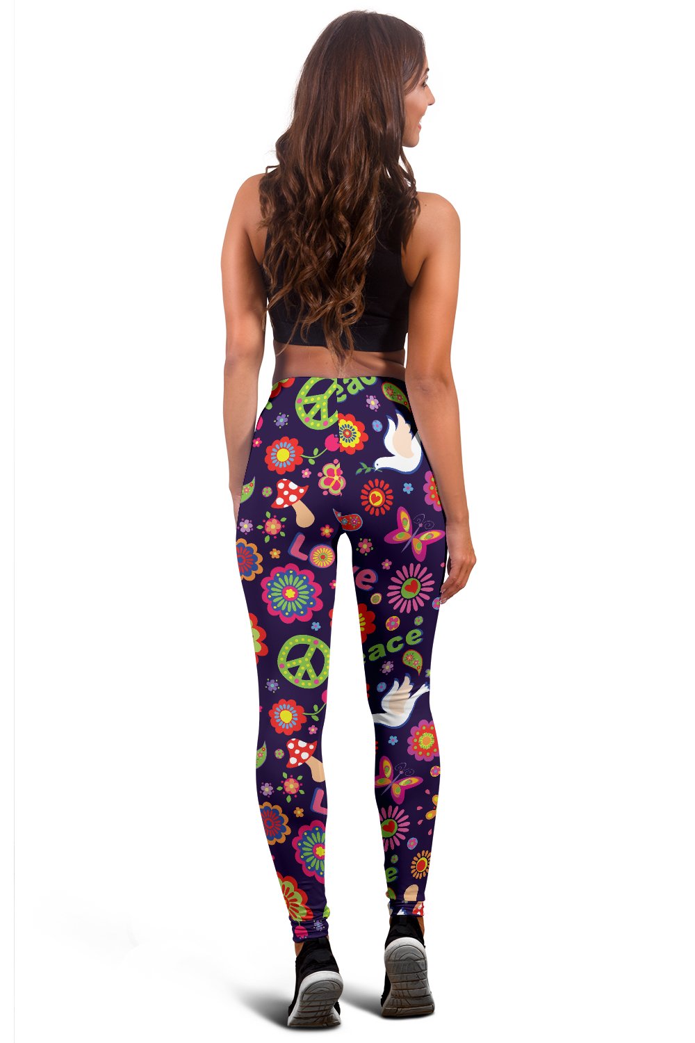 Flower Power Peace Design Print Women Leggings