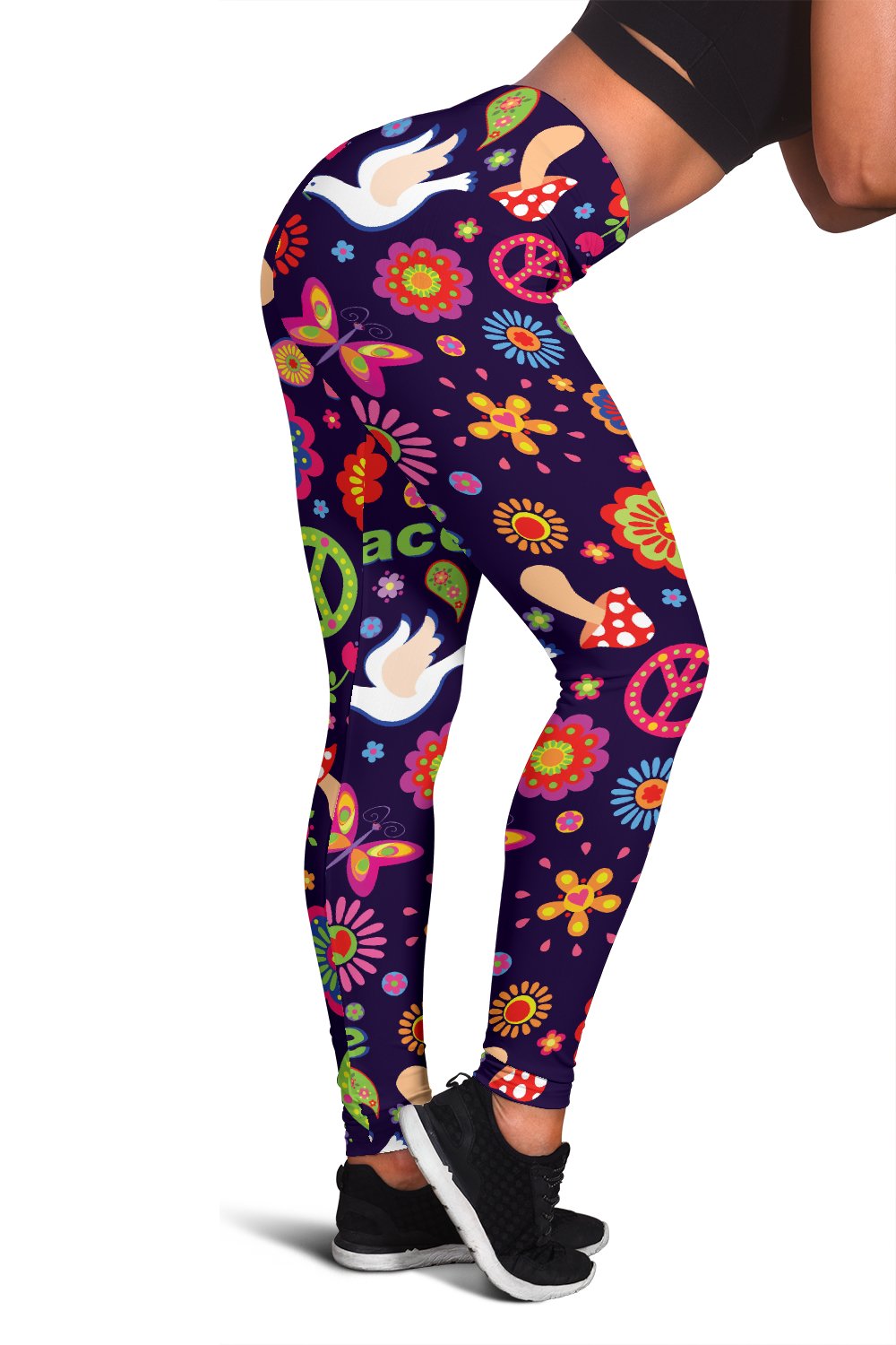 Flower Power Peace Design Print Women Leggings