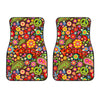 Flower Power Peace Paisley Themed Print Car Floor Mats