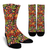 Flower Power Peace Paisley Themed Print Crew Socks