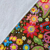 Flower Power Peace Paisley Themed Print Fleece Blanket