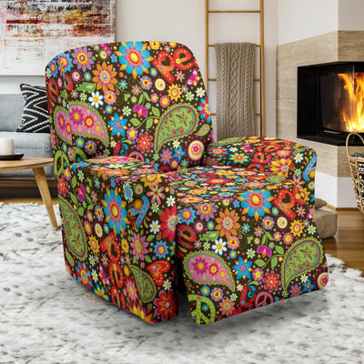 Flower Power Peace Paisley Themed Print Recliner Slipcover-JTAMIGO.COM