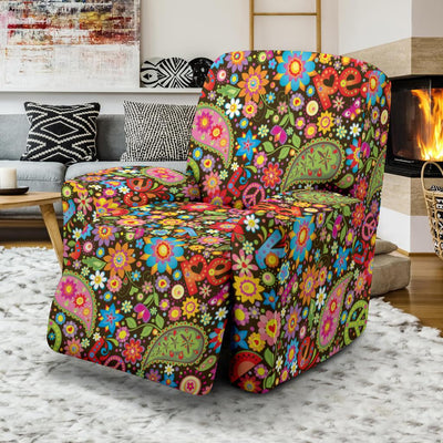 Flower Power Peace Paisley Themed Print Recliner Slipcover-JTAMIGO.COM