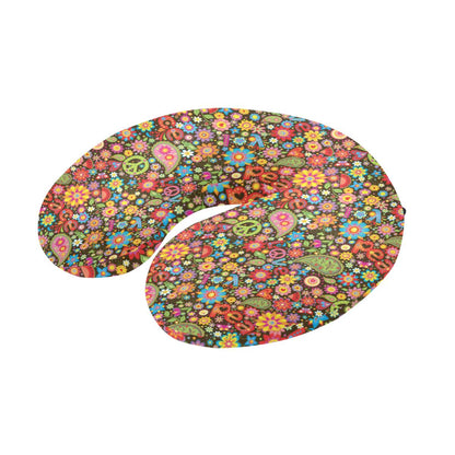 Flower Power Peace Paisley Themed Print U-Shaped Travel Neck Pillow-JTAMIGO.COM