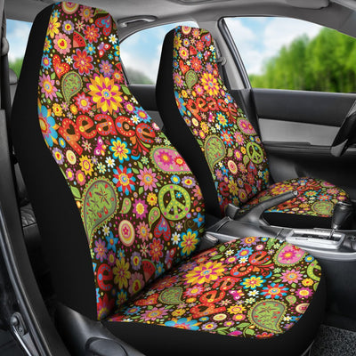 Flower Power Peace Paisley Themed Print Universal Fit Car Seat Covers