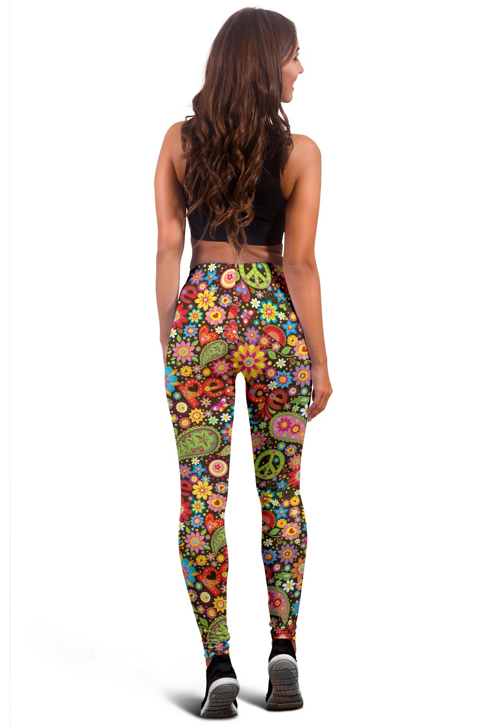 Flower Power Peace Paisley Themed Print Women Leggings