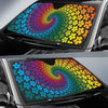 Flower Power Rainbow Spiral Print Car Sun Shade For Windshield