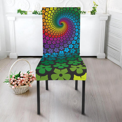 Flower Power Rainbow Spiral Print Dinning Chair Slipper-JTAMIGO.COM