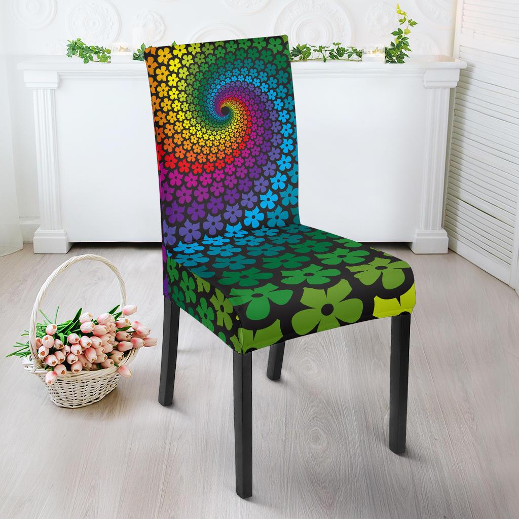 Flower Power Rainbow Spiral Print Dinning Chair Slipper-JTAMIGO.COM