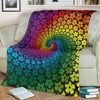 Flower Power Rainbow Spiral Print Fleece Blanket