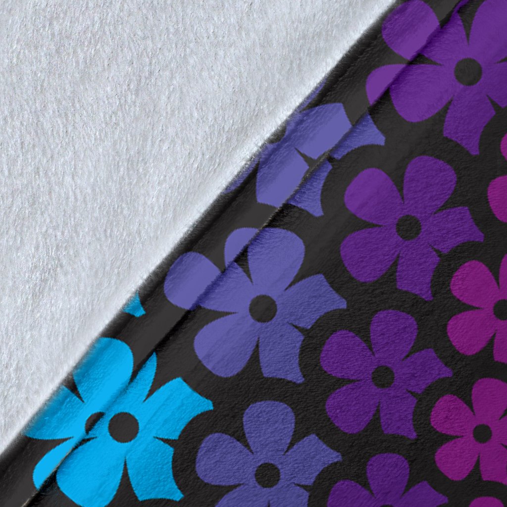 Flower Power Rainbow Spiral Print Fleece Blanket