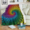 Flower Power Rainbow Spiral Print Fleece Blanket