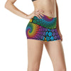 Flower Power Rainbow Spiral Print High Waisted Spandex Shorts-JTAMIGO.COM