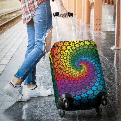Flower Power Rainbow Spiral Print Luggage Cover Protector