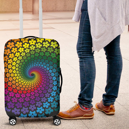 Flower Power Rainbow Spiral Print Luggage Cover Protector