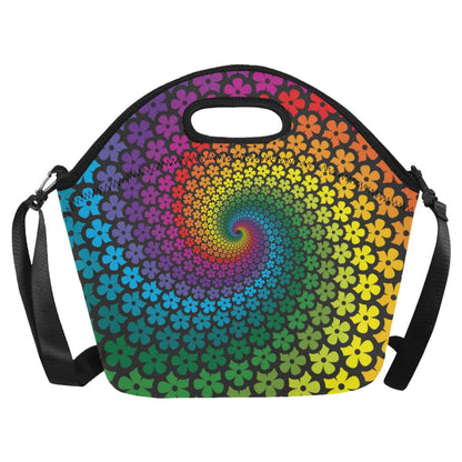 Flower Power Rainbow Spiral Print Neoprene Lunch Bag (Model 1669)(Large)-JTAMIGO.COM
