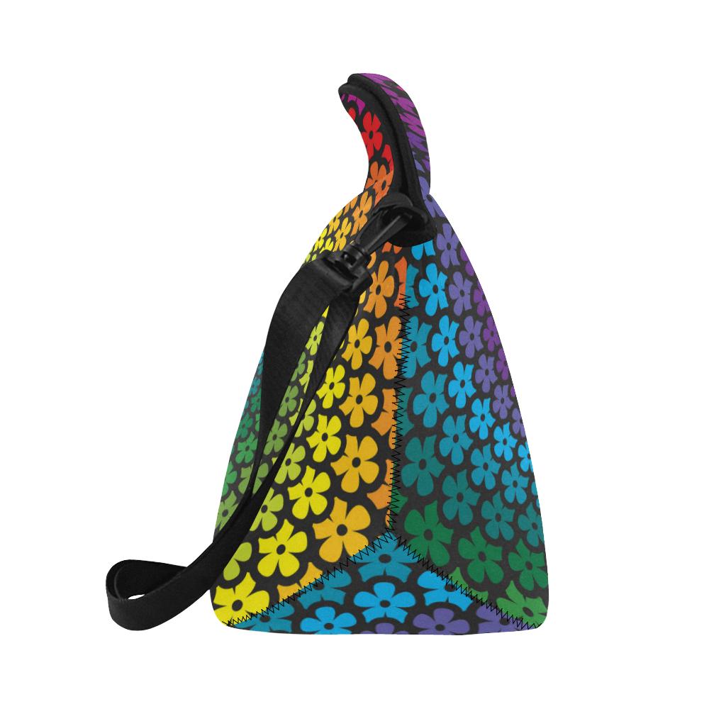 Flower Power Rainbow Spiral Print Neoprene Lunch Bag (Model 1669)(Large)-JTAMIGO.COM