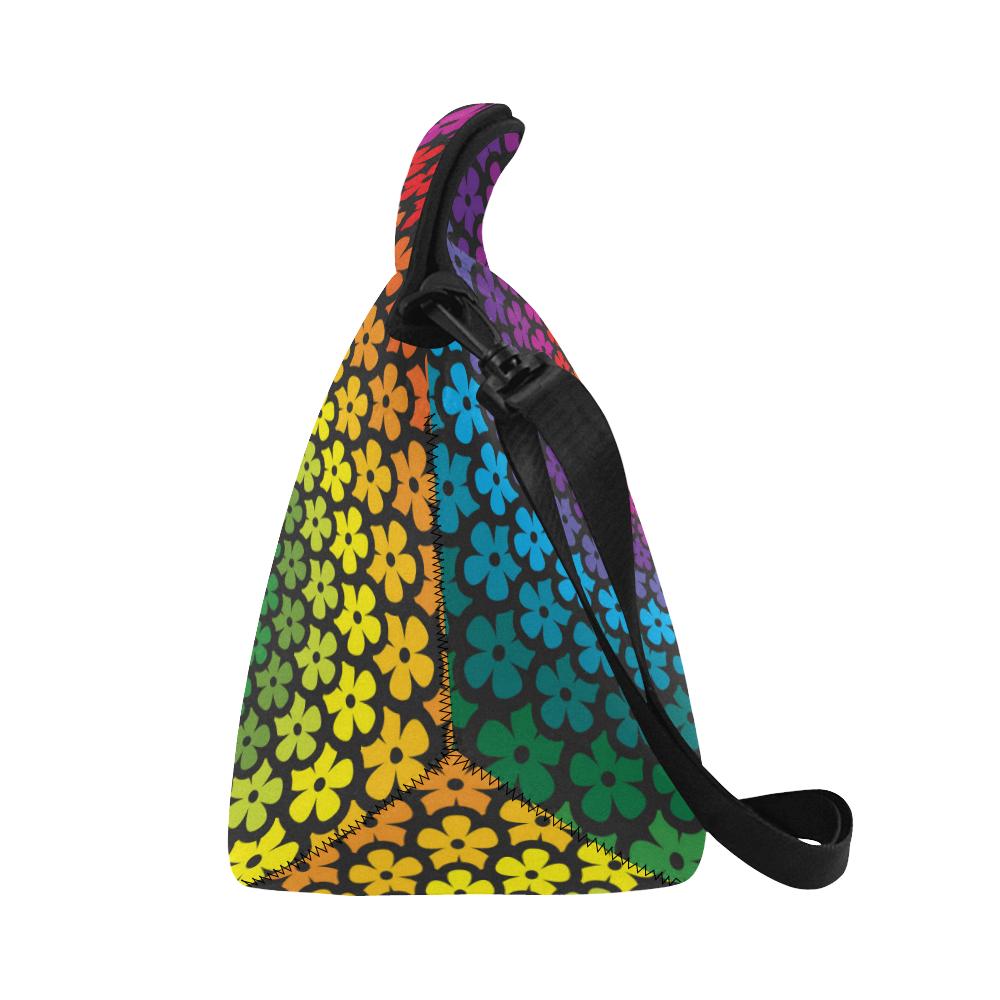Flower Power Rainbow Spiral Print Neoprene Lunch Bag (Model 1669)(Large)-JTAMIGO.COM