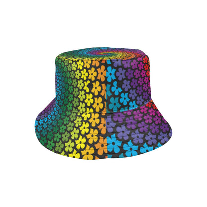 Flower Power Rainbow Spiral Print Unisex Bucket Hat