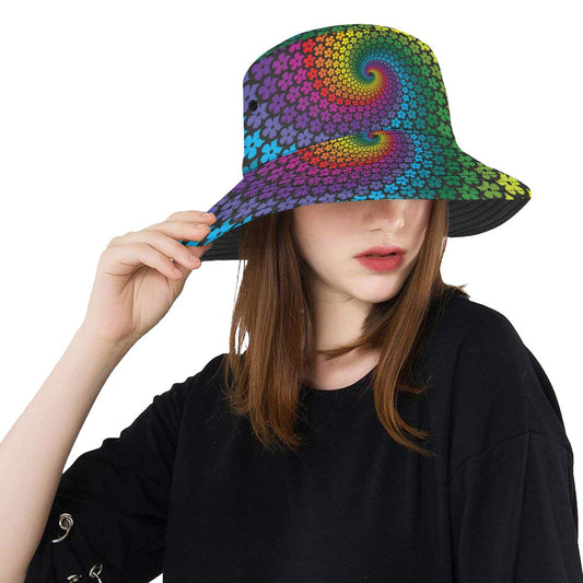 Flower Power Rainbow Spiral Print Unisex Bucket Hat