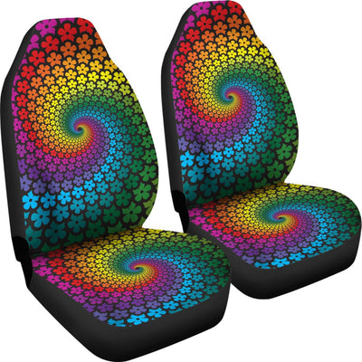 Flower Power Rainbow Spiral Print Universal Fit Car Seat Covers