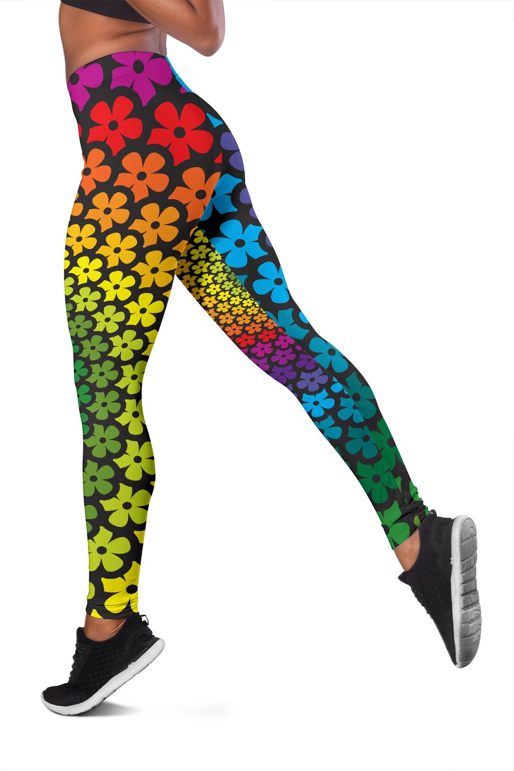 Flower Power Rainbow Spiral Print Women Leggings
