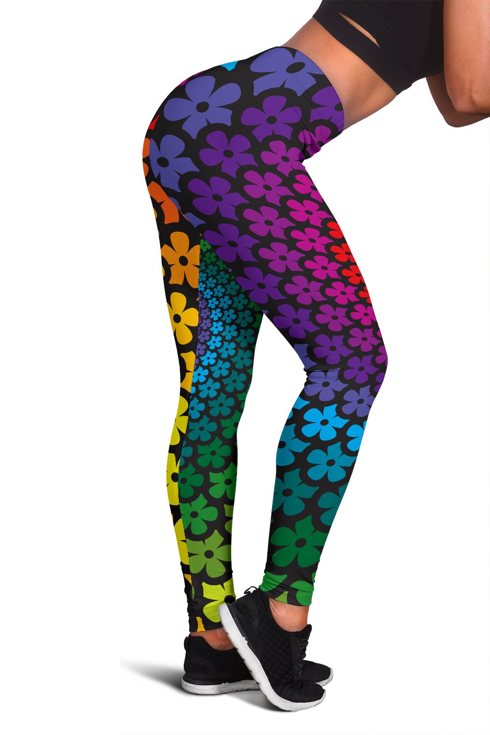 Flower Power Rainbow Spiral Print Women Leggings