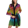 Flower Power Rainbow Spiral Print Women Short Kimono Robe