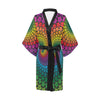 Flower Power Rainbow Spiral Print Women Short Kimono Robe