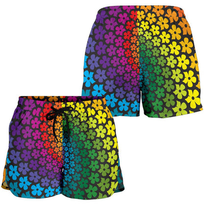 Flower Power Rainbow Spiral Print Women Shorts-JTAMIGO.COM