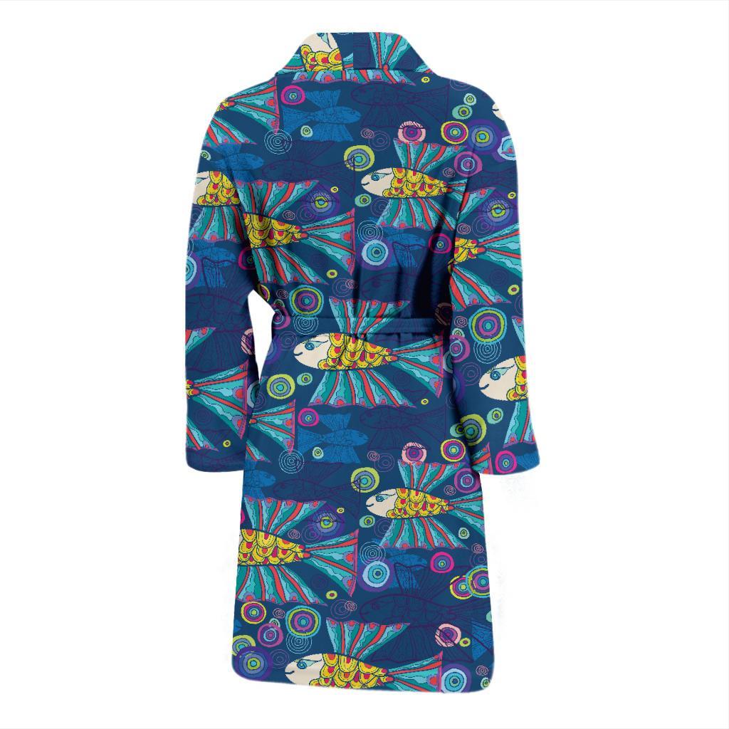 Flying Fish Pattern Print Design 01 Men Bathrobe-JORJUNE.COM