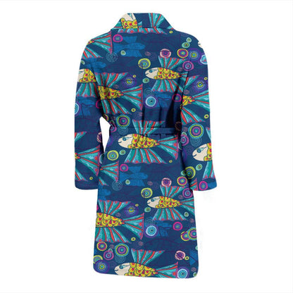 Flying Fish Pattern Print Design 01 Men Bathrobe-JORJUNE.COM