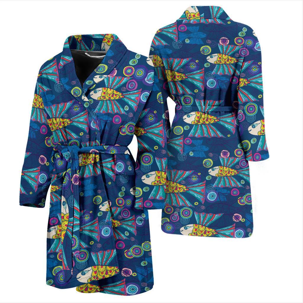Flying Fish Pattern Print Design 01 Men Bathrobe-JORJUNE.COM