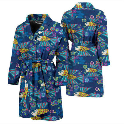 Flying Fish Pattern Print Design 01 Men Bathrobe-JORJUNE.COM